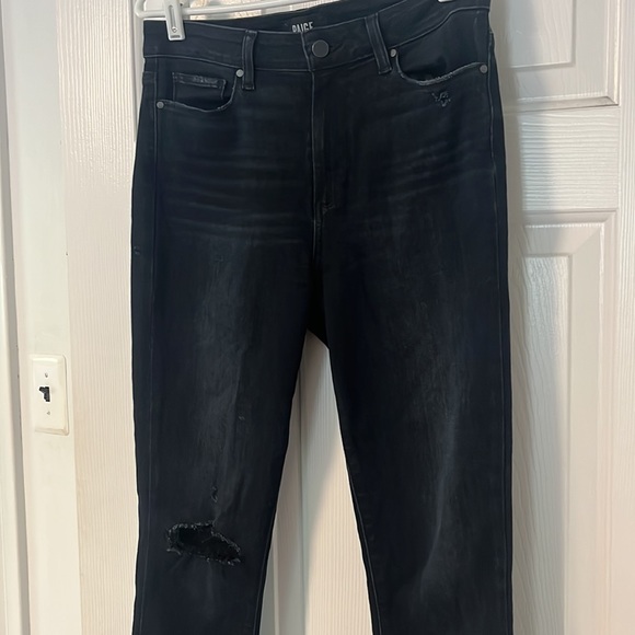 Paige Hoxton Ultra Skinny High Rise in Destructed Black Lava 29 - Picture 8 of 14